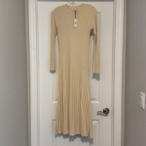 Banana Republic Sculpted Ribbed Maxi Dress Stone Twill Beige